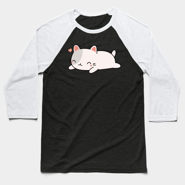 Kawaii Cute Cat Baseball T-Shirt by happinessinatee